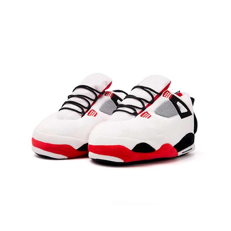 AIRSLICK - Chaussons Sneakers Jordan AJ4 Blanc et Rouge