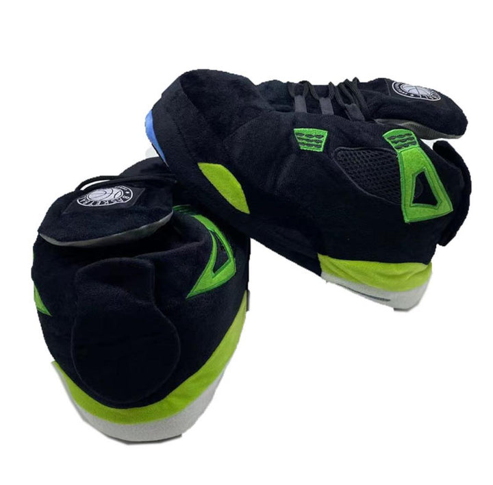 AIRSLICK - Chaussons Sneakers Jordan AJ4 Noir et Vert