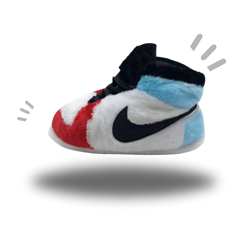 Chaussons sneakers Nike pour bébé en bleu, blanc et rouge, vue de face